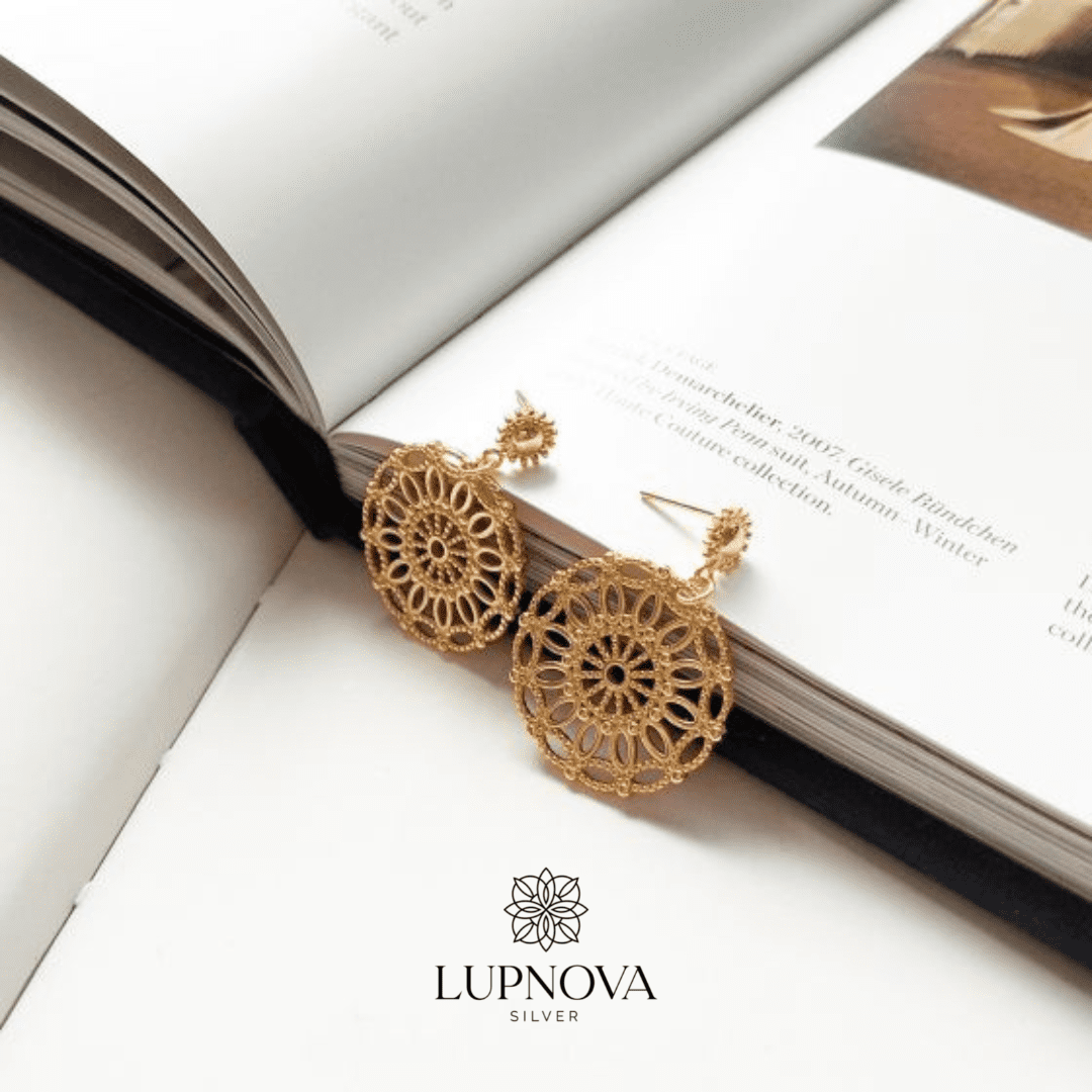 Aretes flor tallada plata925