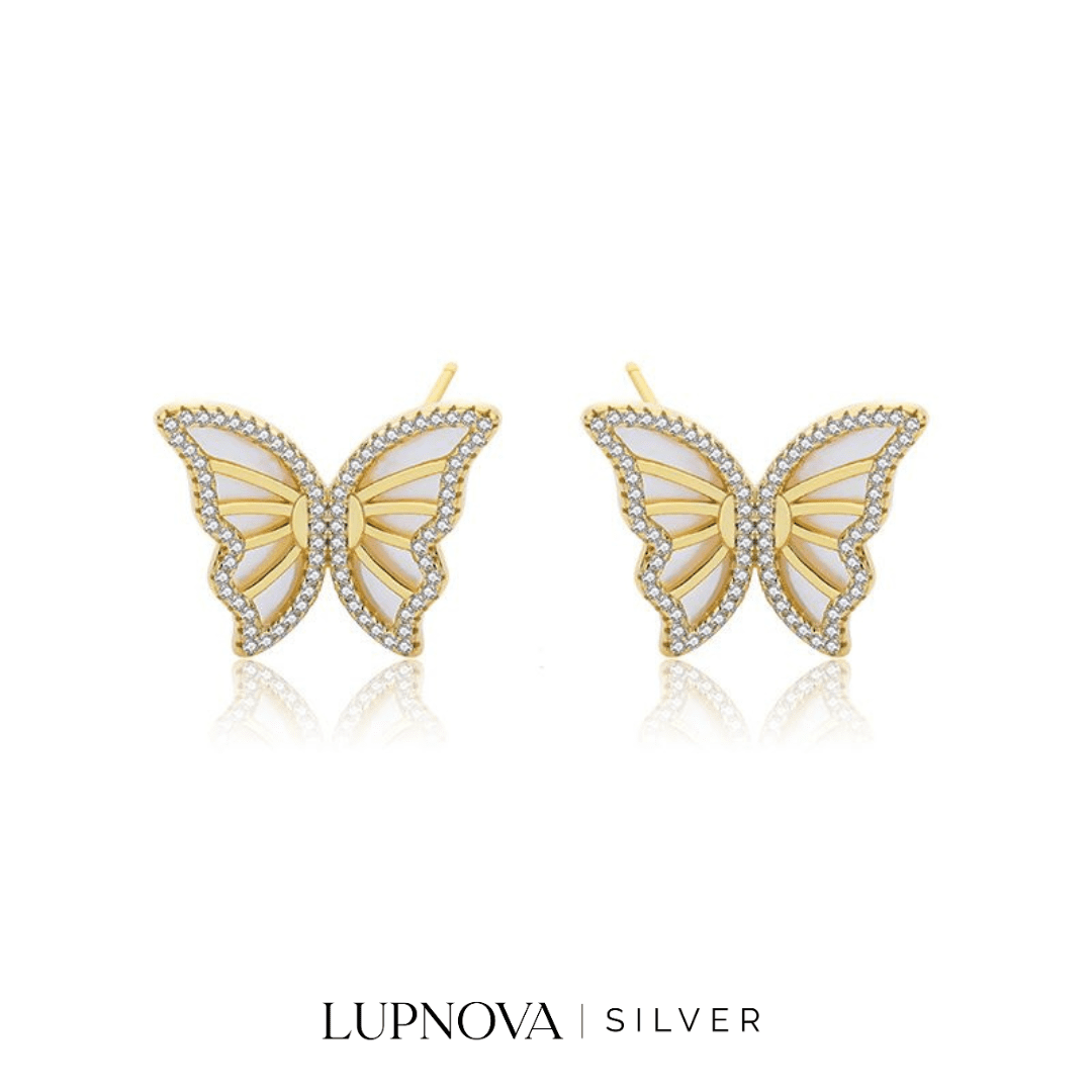 Aretes mariposa y circonia plata925