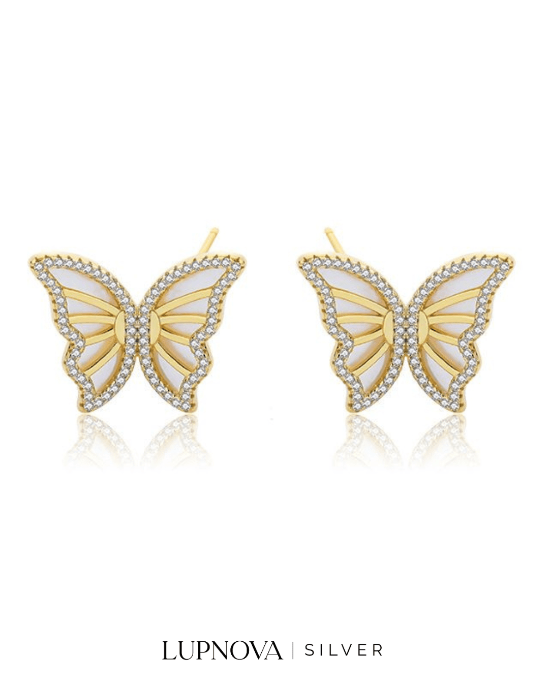 Aretes mariposa y circonia plata925 - Imagen 3