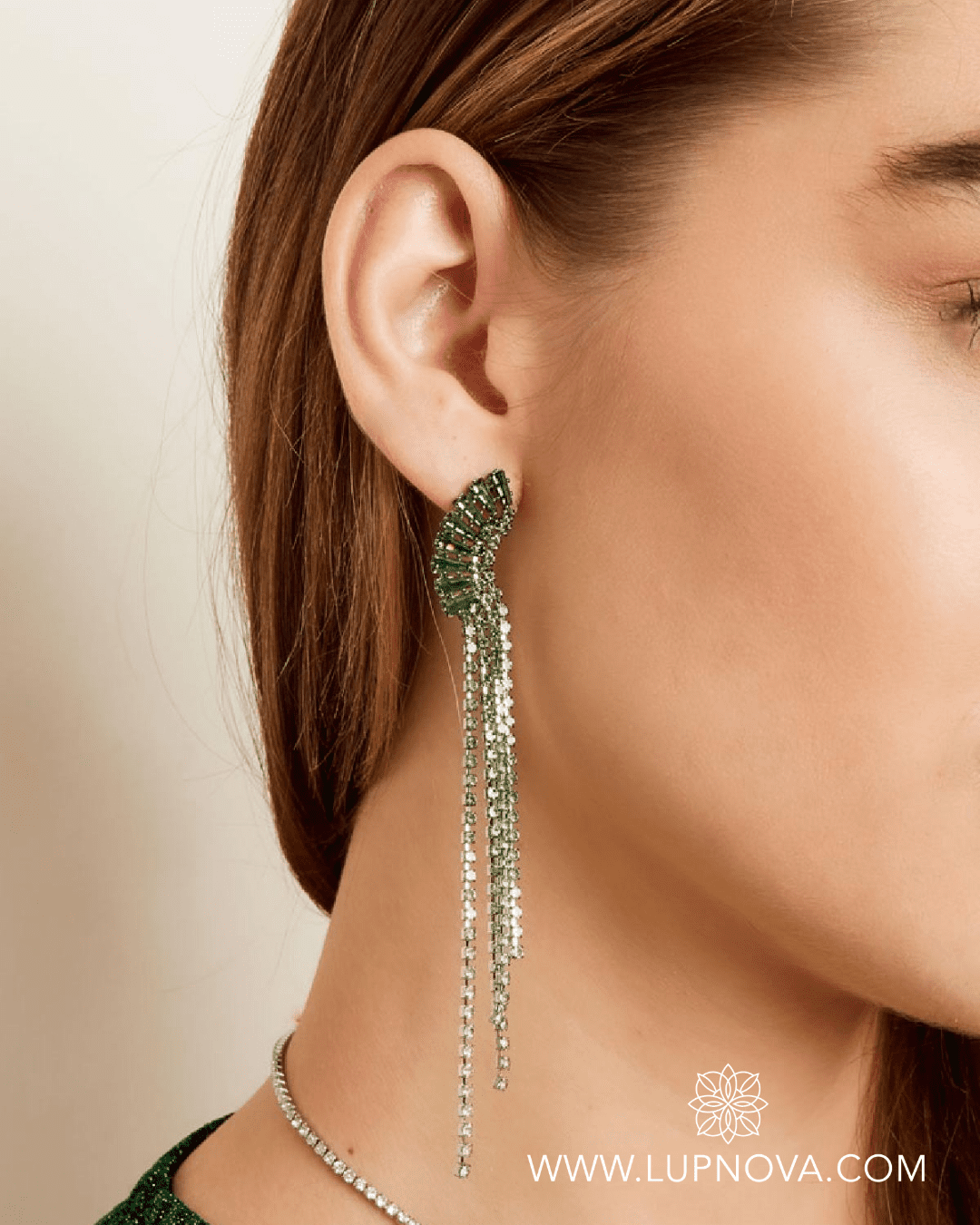Aretes luna de rhinestone - Imagen 3