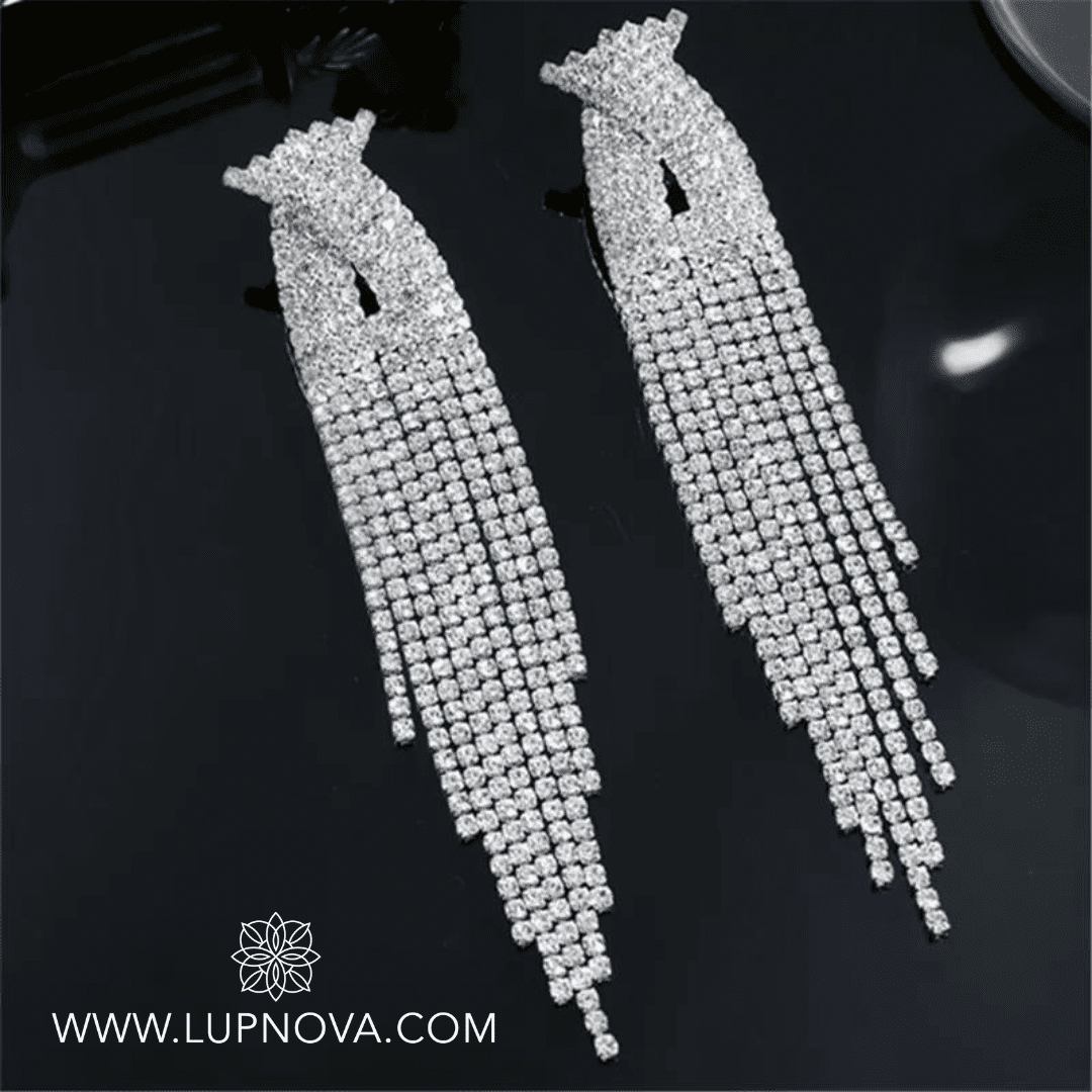 Aretes colgantes rhinestone entrelazado - Imagen 4