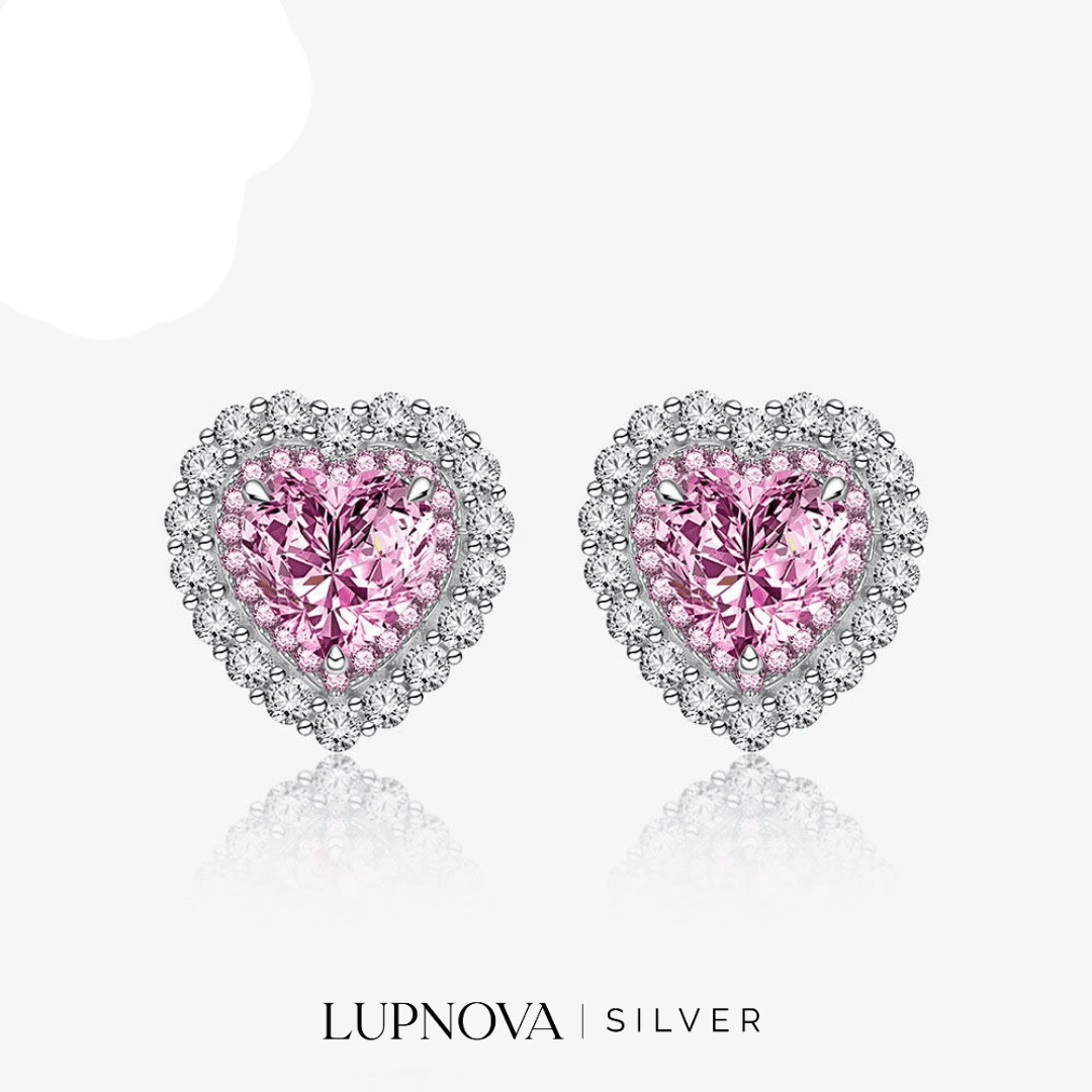 Aretes studs corazón plata925