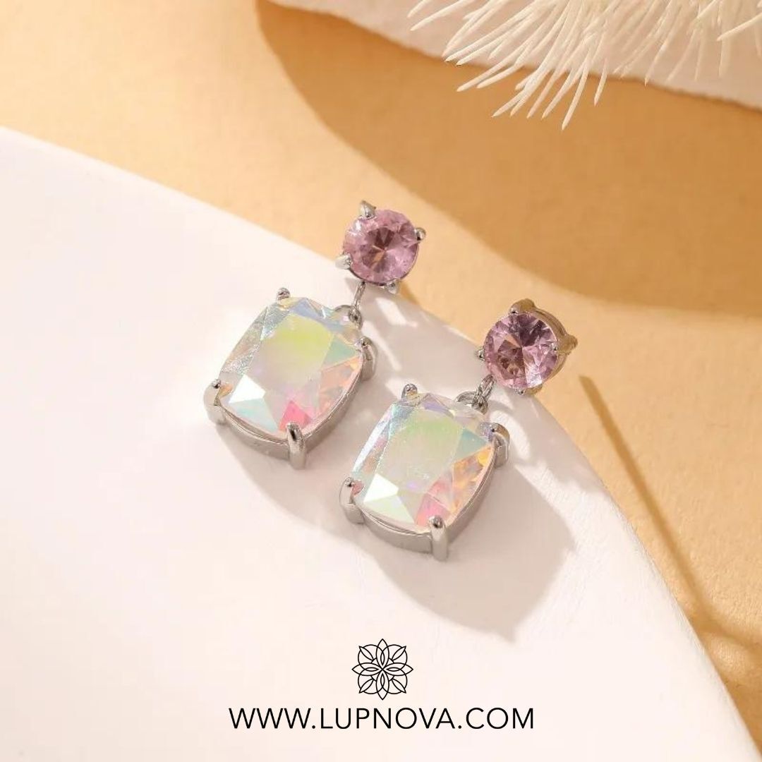Aretes colgantes baby pink - Imagen 3