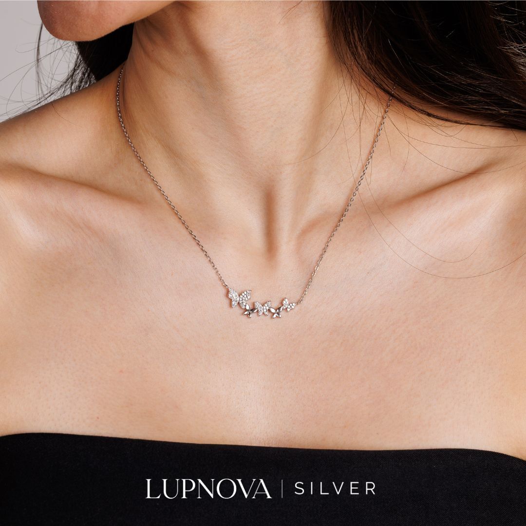 Collar Mariposas Brillantes Plata925