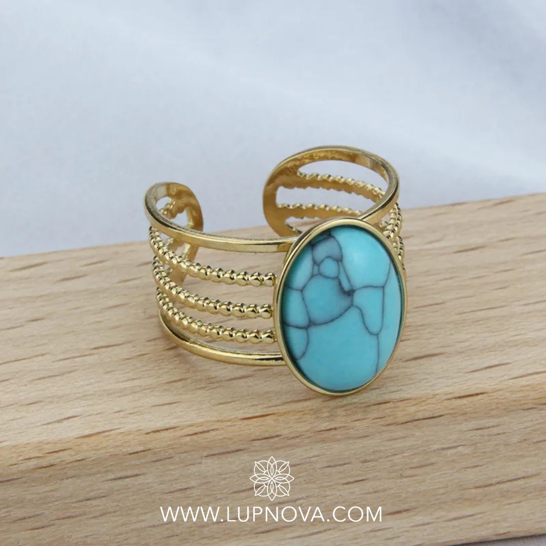 Anillo botón turquesa