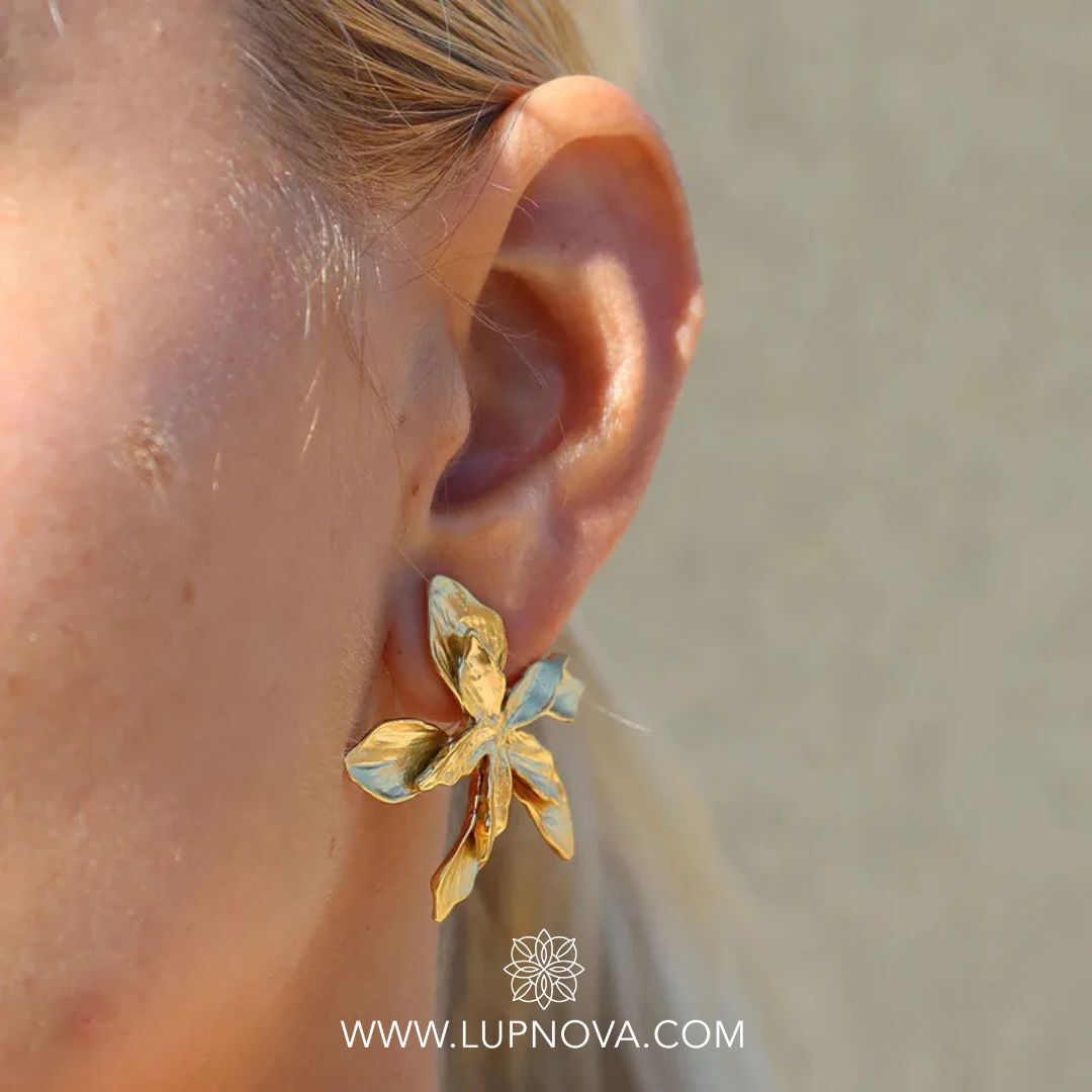 Aretes Flor Tridimensional Acero