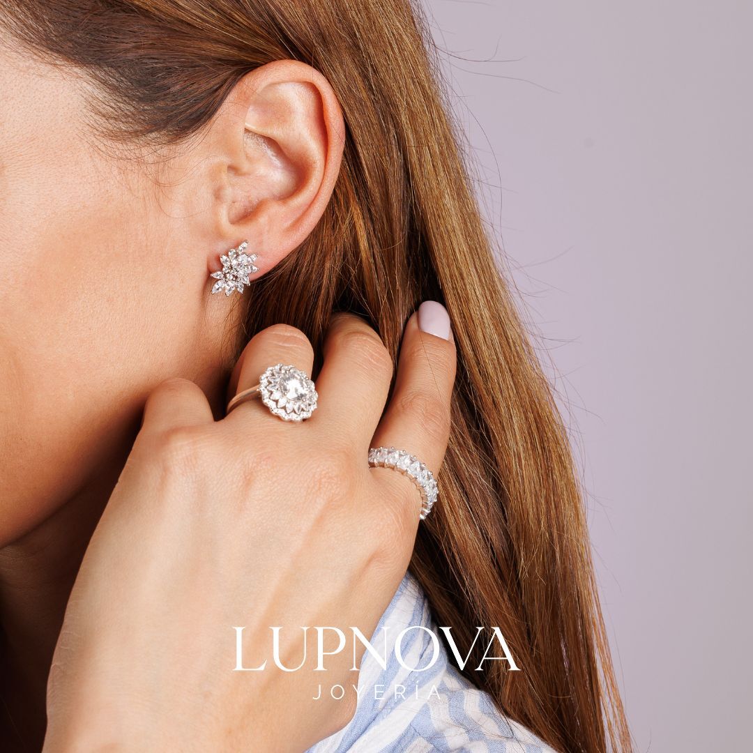 Aretes Crystal Petals Plata925 - Imagen 2