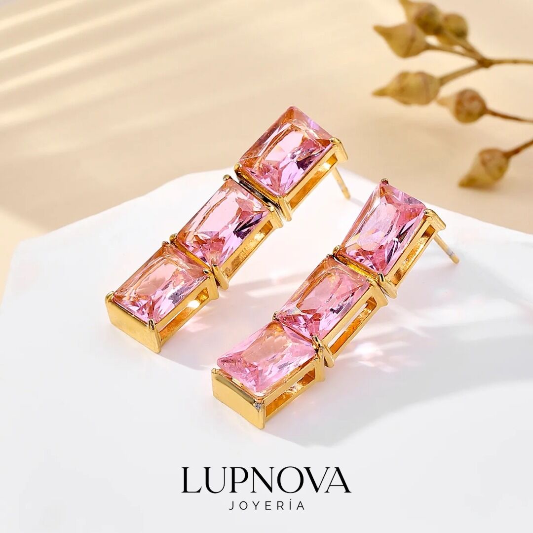 Aretes Rose Baguette Trio