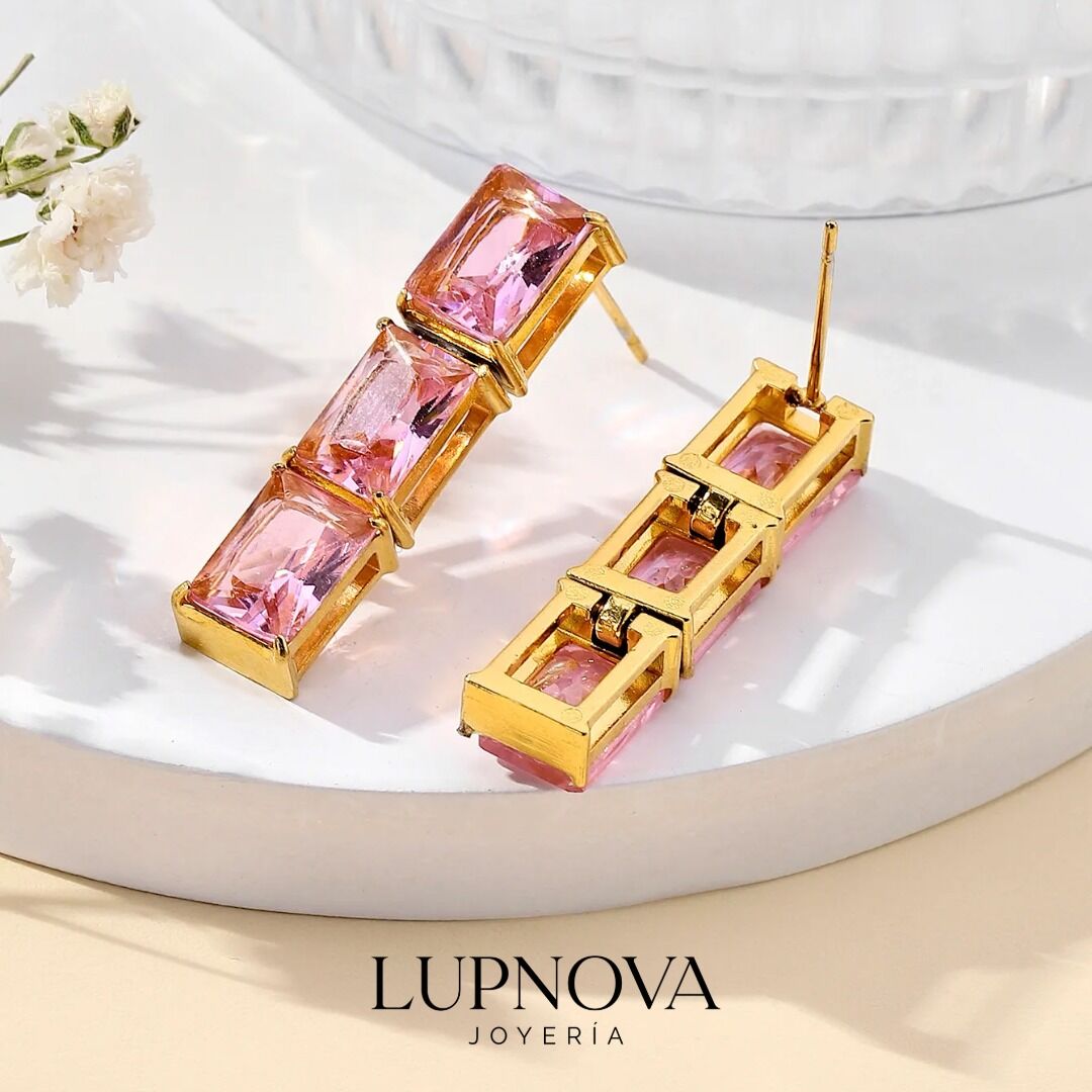 Aretes Rose Baguette Trio - Imagen 3