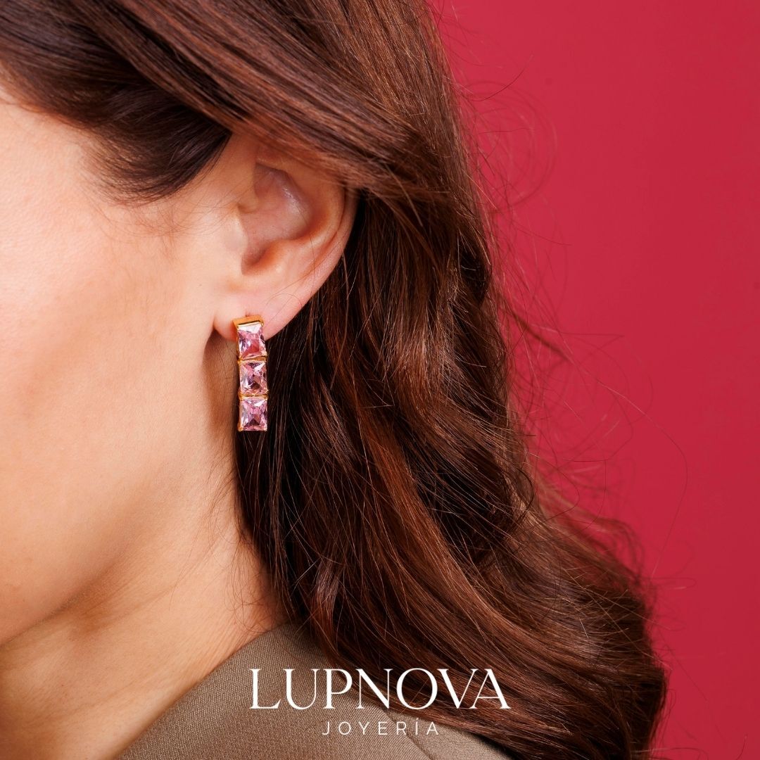 Aretes Rose Baguette Trio - Imagen 2